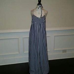 Sexy blue/white gingham Ralph Lauren  Maxi Dress